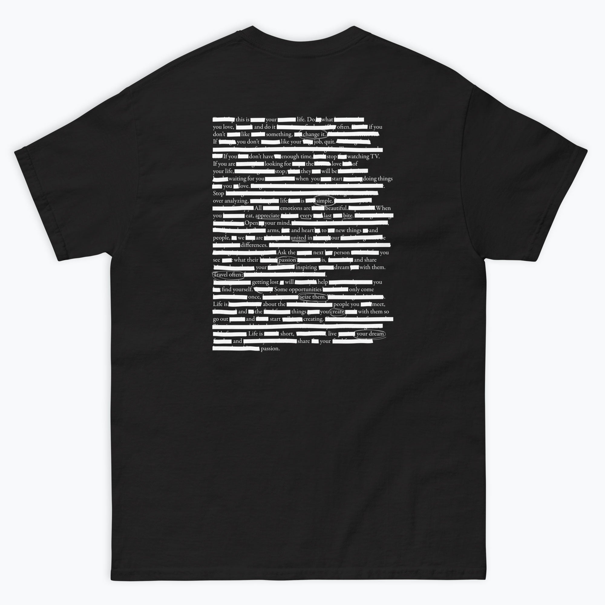 Holstee Manifesto Blackout Poetry T-shirt