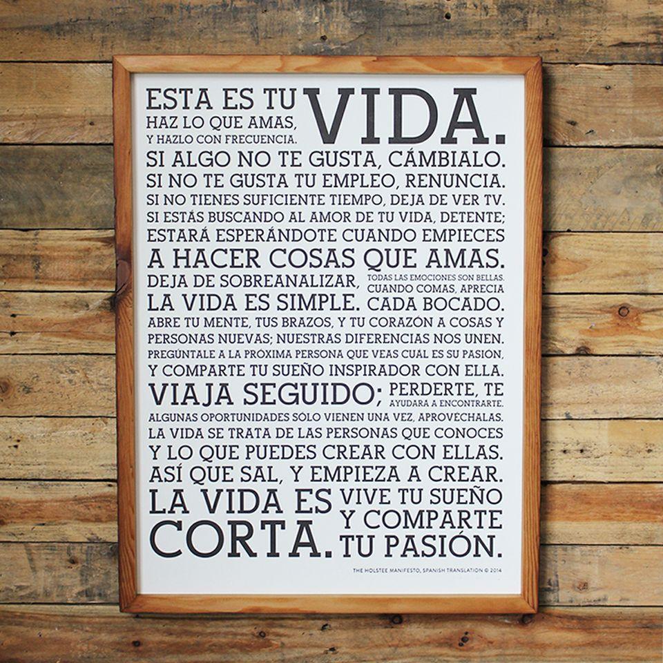 Holstee Manifesto Spanish Poster - Letterpress Posters- Holstee